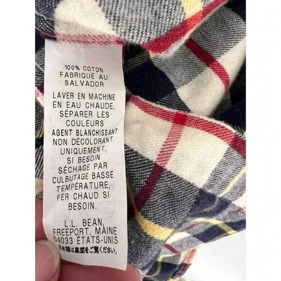 Men's L.L. Bean Blue Yellow Red Plaid Flannel Button Long Sleeve Shirt - MEDIUM - Picture 10 of 10